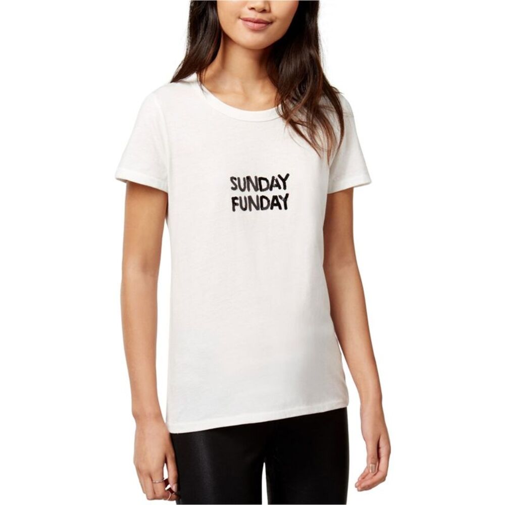 Bow & Drape Womens Juniors Sunday Funday Sequined Embellished T-Shirt, NWT